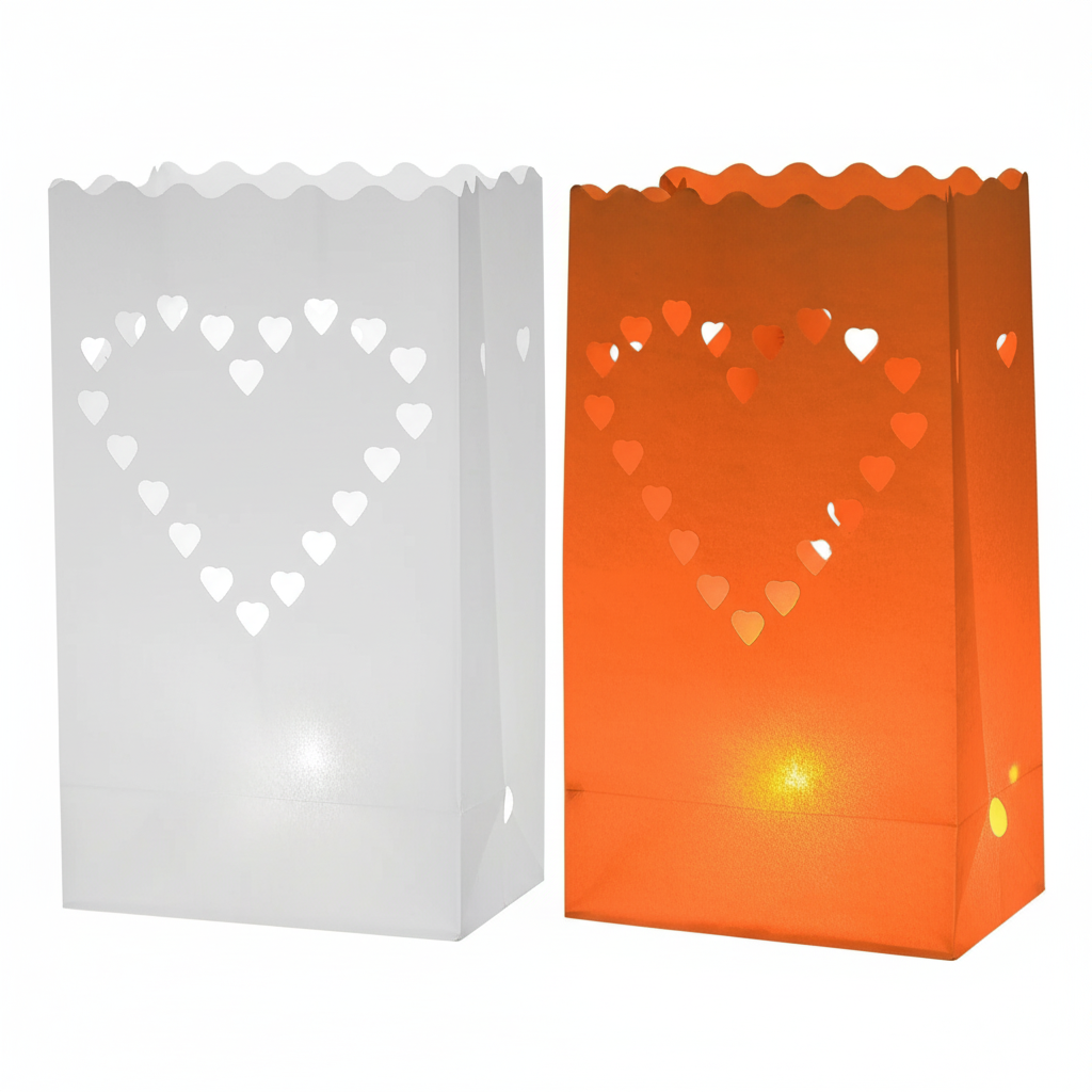 Luminary-Bags-3 Heart Model (Pack of 10 pcs including wax candles) - Image 1
